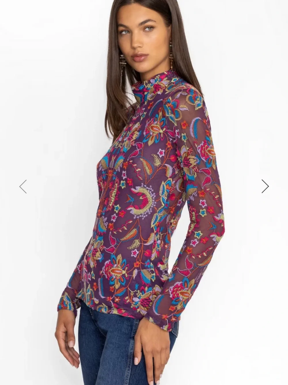 Jonny Was Jade Multicolor Rebecca Embroidered Purple Blouse - Picture 11 of 14